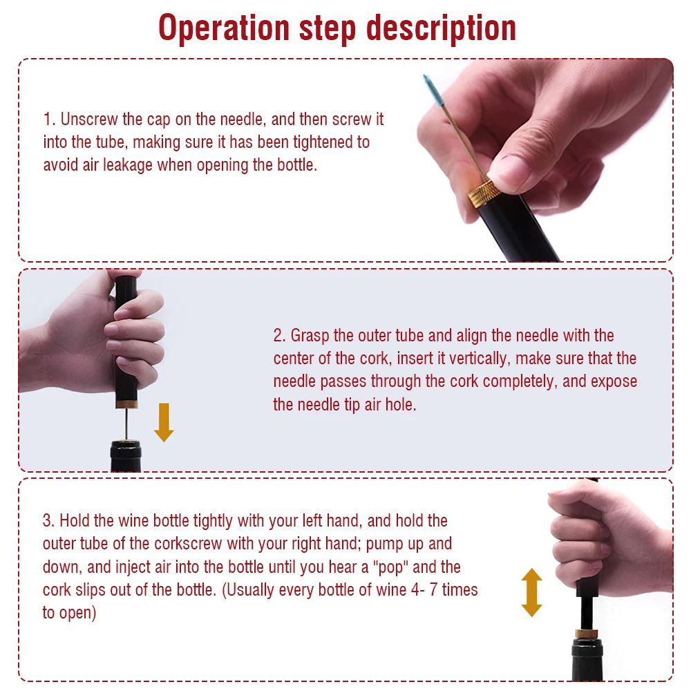 Открывалка для бутылок вина с воздушным насосом безопасный портативный штопор