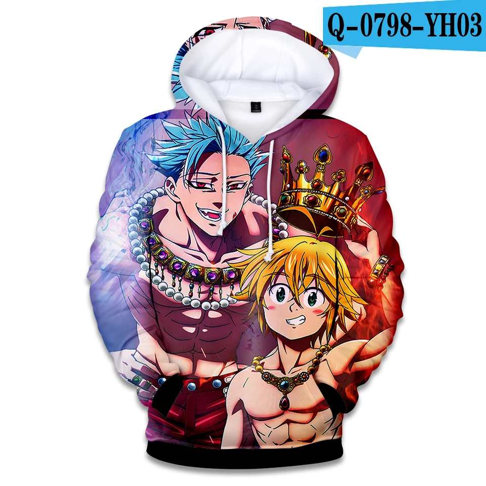 Hoodies Sweatshirts Men Women Kawaii Nanatsu No Taizai Clothes HoodY Tops 2020 The Seven Deadly Sins 3D Hip Hop Full Cartoon | Мужская