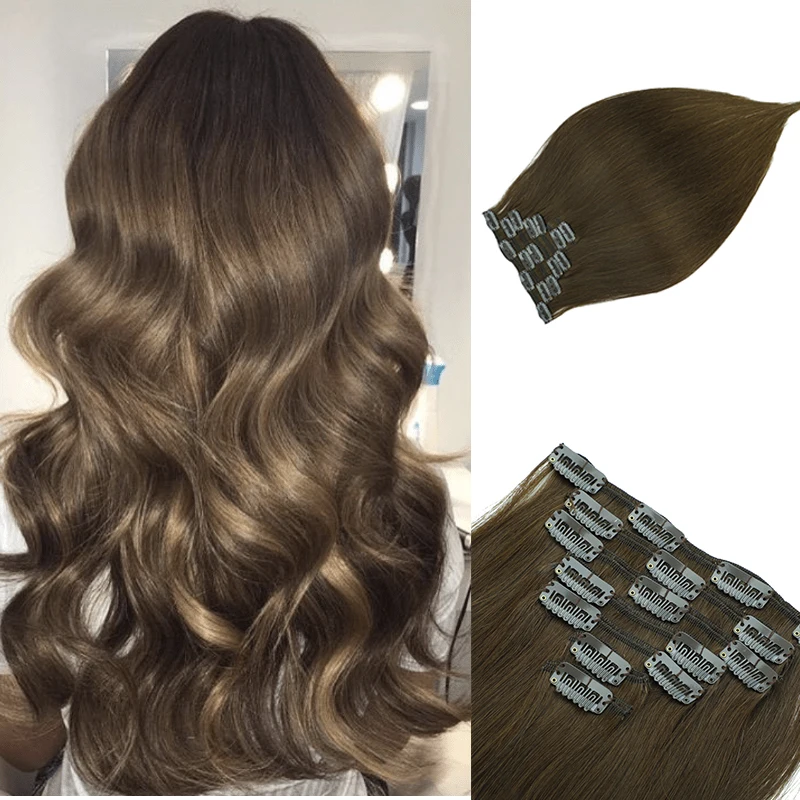 Leshine Remy человеческие волосы для наращивания на заколках 14 &quot16&quot 18 &quot7 шт. 16