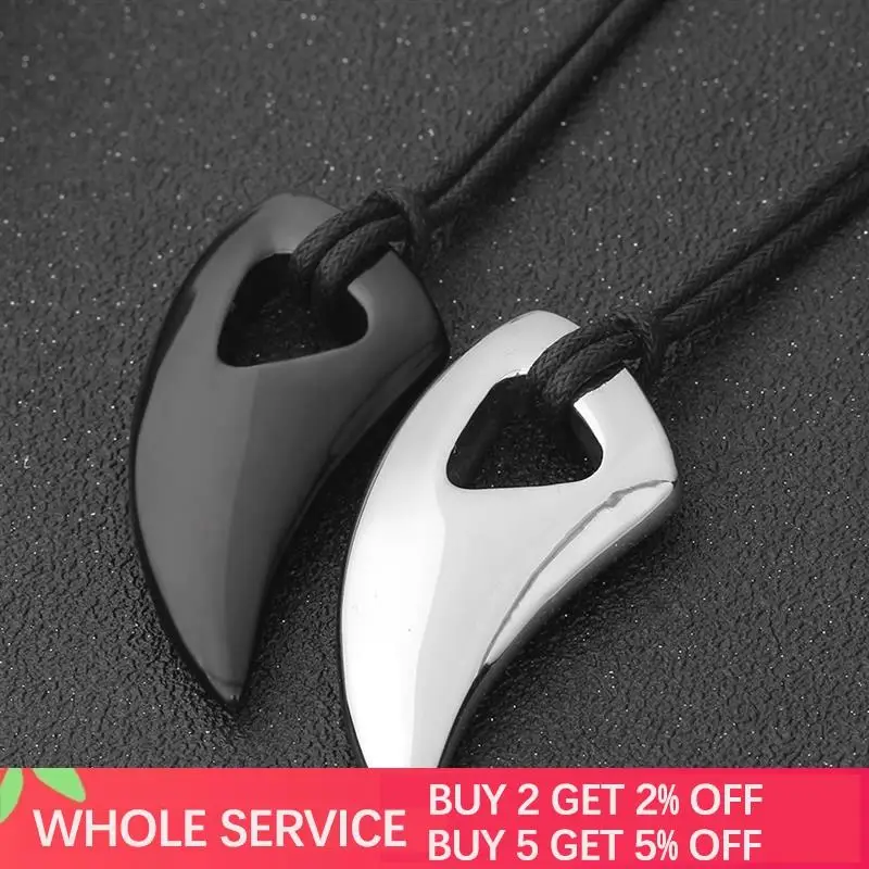 Jiayiqi модное черное/серебряное ожерелье из нержавеющей стали с Булл Рогом