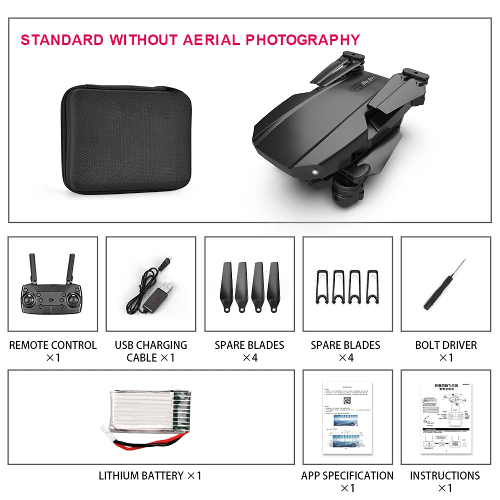 

4K 2.4G Remote Control Quadcopter Drone Aerial Photography Foldable Beginners with Wide Angle WiFi FPV Camera Headless Mode Toy