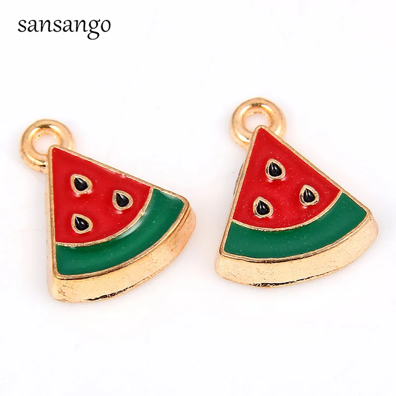 Watermelon 1 10 шт., новинка, браслет, золото, ананас, фрукты, сплав, подвески, бусины, подходят для женщин, девушек, ювелирные изделия, аксессуары для изготовления - Окраска металла: Watermelon 1