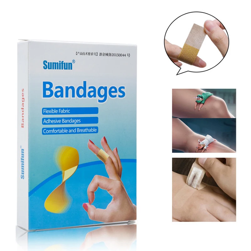 

100Pcs/bag Waterproof Bandages First Aid Hemostasis Band-Aid Stickers Medical Plaster Wound Patches Emergency Kit