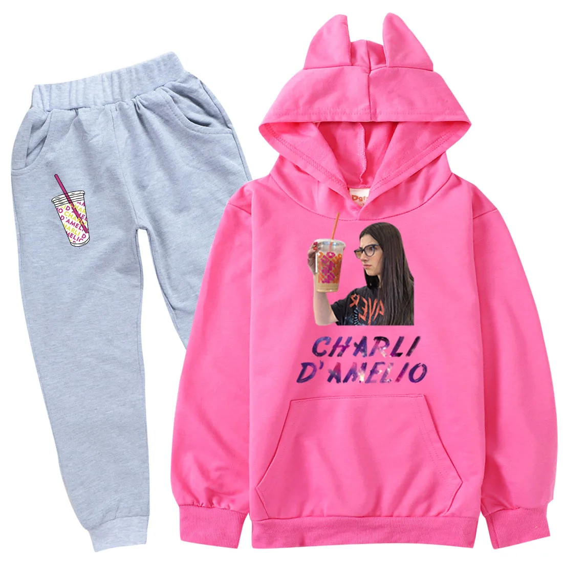 

Kids Charli DAmelio Costume Boys Christmas Birthday Clothing Baby Girls Long Sleeve Hoodies Tops +Pants Sets Children SportSuits