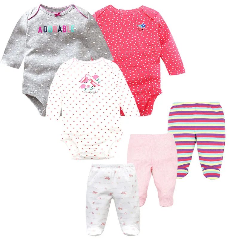 6 шт./лот модные комплекты одежды для малышей хлопковая одежда новорожденных