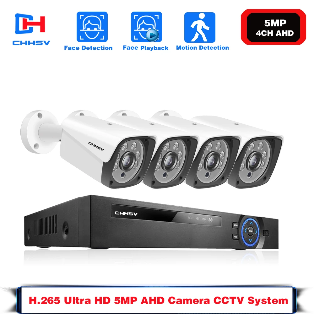 

H.265 5MP 4CH dvr camera CCTV Security System 5MP IR Outdoor Waterproof Face Detection AHD Camera with Video Surveillance Set