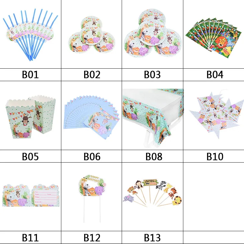 1 Набор одноразовые украшения для детского душа посуда милые животные ручная