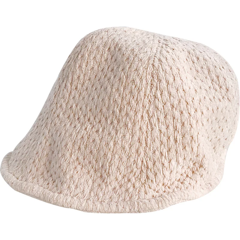 

Hat female winter tide chenille fisherman hat thick double layer leisure all-match student woolen hat