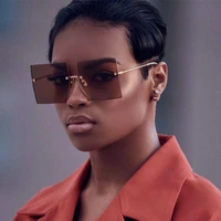 hkna oversized rimless sunglasses women 2022 luxury brand square sunglasses womenmen fashion shades glasses gafas de sol mujer