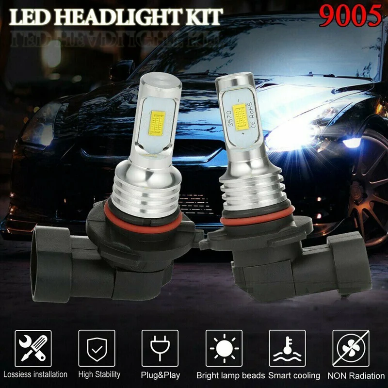 

4X LED Headlight Bulbs Conversion Kit 9005+H8/H9/H11 High Low Beam 6000K Super White
