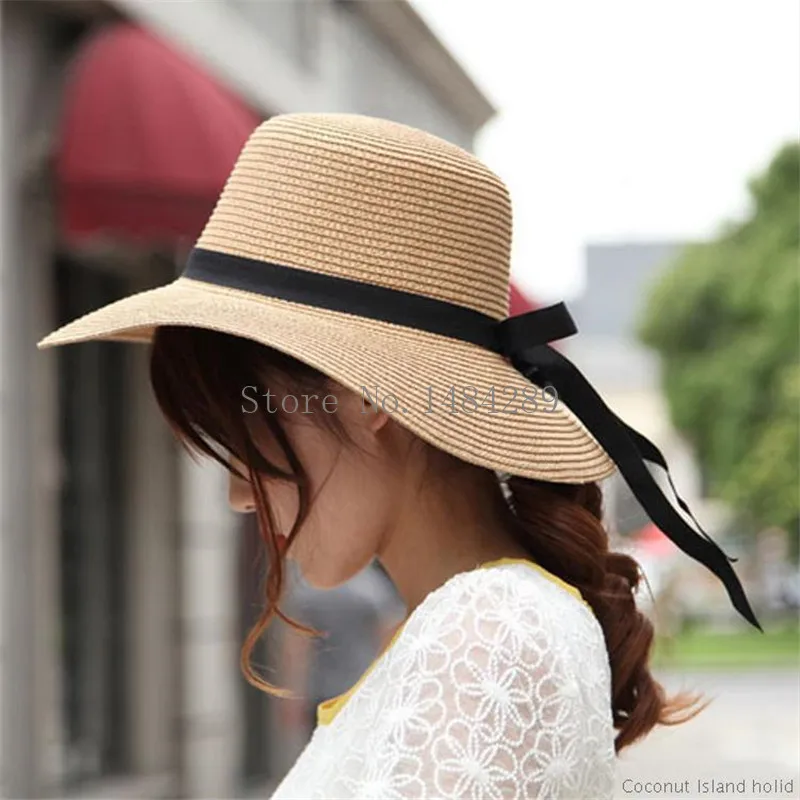 Шляпа женская Соломенная для защиты от солнца складная простая пляжная дорожная