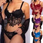 Сексуальный комплект с бюстгальтером, кружевное сексуальное нижнее белье с вышивкой, женское нижнее белье, бюстгальтер пуш-ап с глубоким V-образным вырезом, Короткие комплекты, эротическое чувственное женское белье