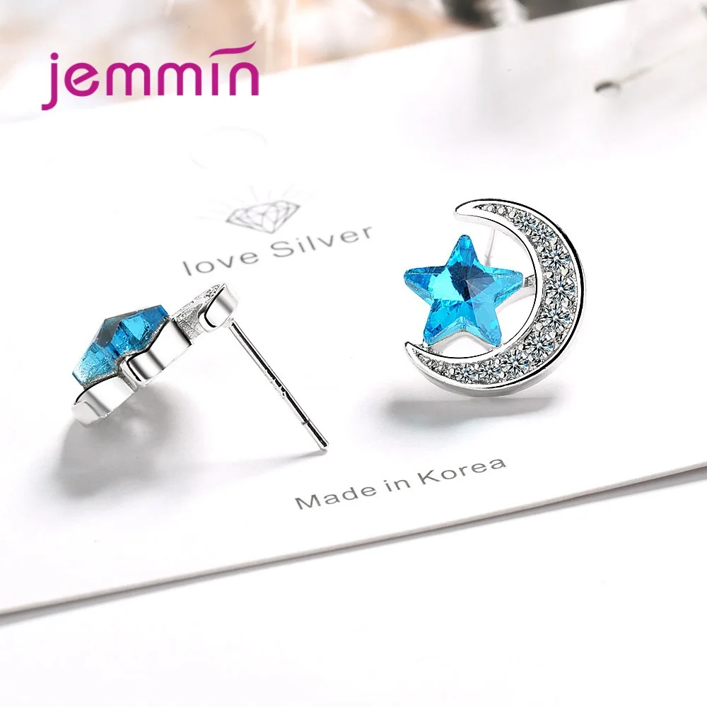 

Серьги-гвоздики женские из серебра 925 пробы, с Луной/звездой