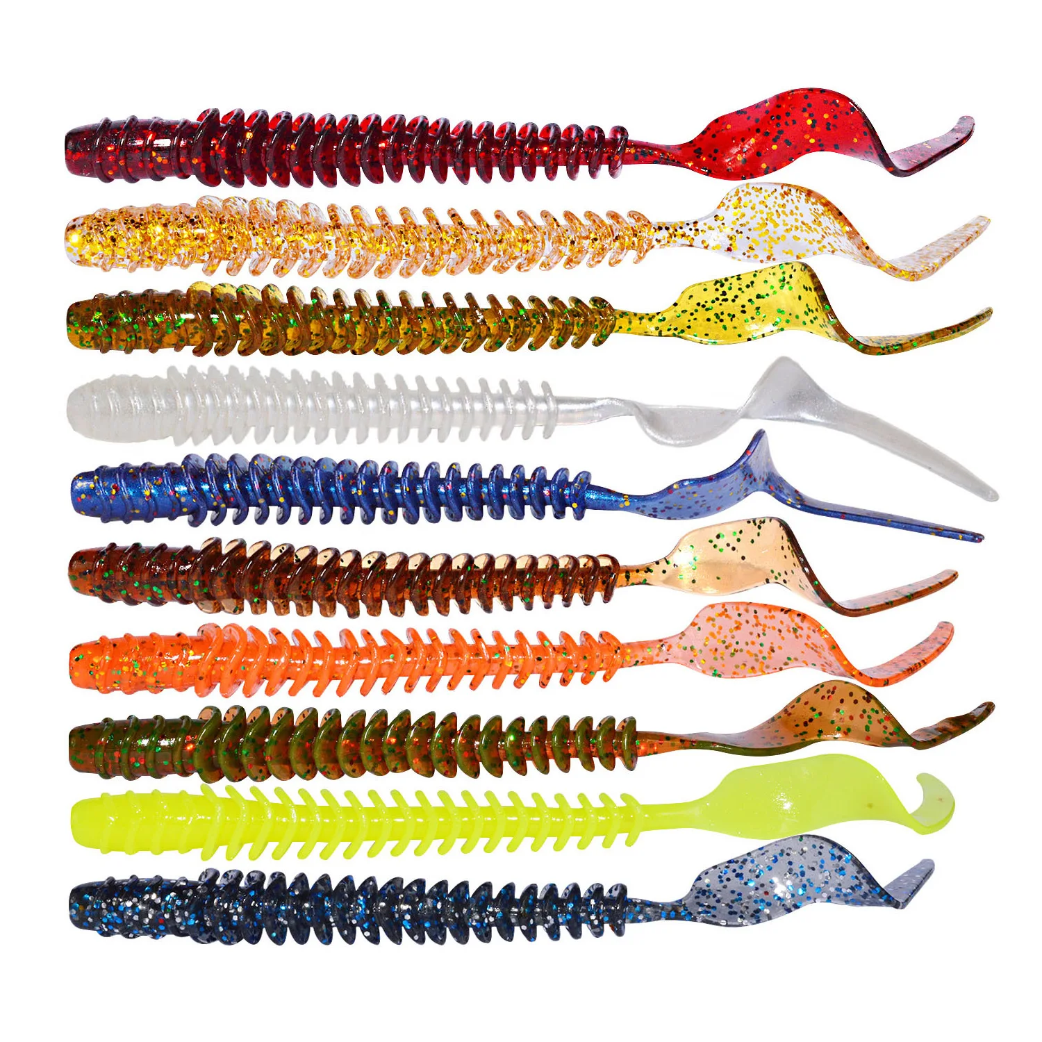 

Afishlure Long Tail Grubs Fishing Lures Soft Plastics Maggot Bait Artificial Bait 3.2g 8pcs/bag Texas Rig Wobblers