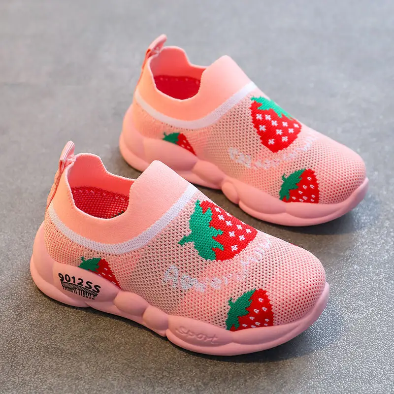 

Strawberry Girls Boys Casual Shoes Mesh Sneakers Kids Summer Children Fashion Cute Sport Cartoon Female Running Sock Footwear