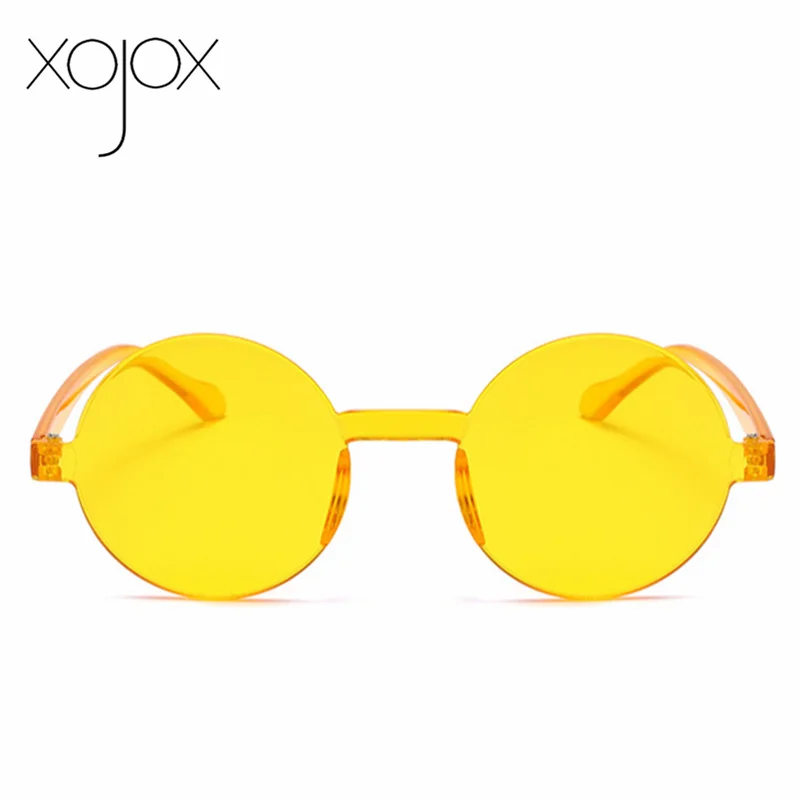 XojoX, винтажные круглые солнцезащитные очки, женские, океанские, цветные линзы, зеркальные, солнцезащитные очки, мужские, женские, фирменный дизайн, безрамные очки, UV400