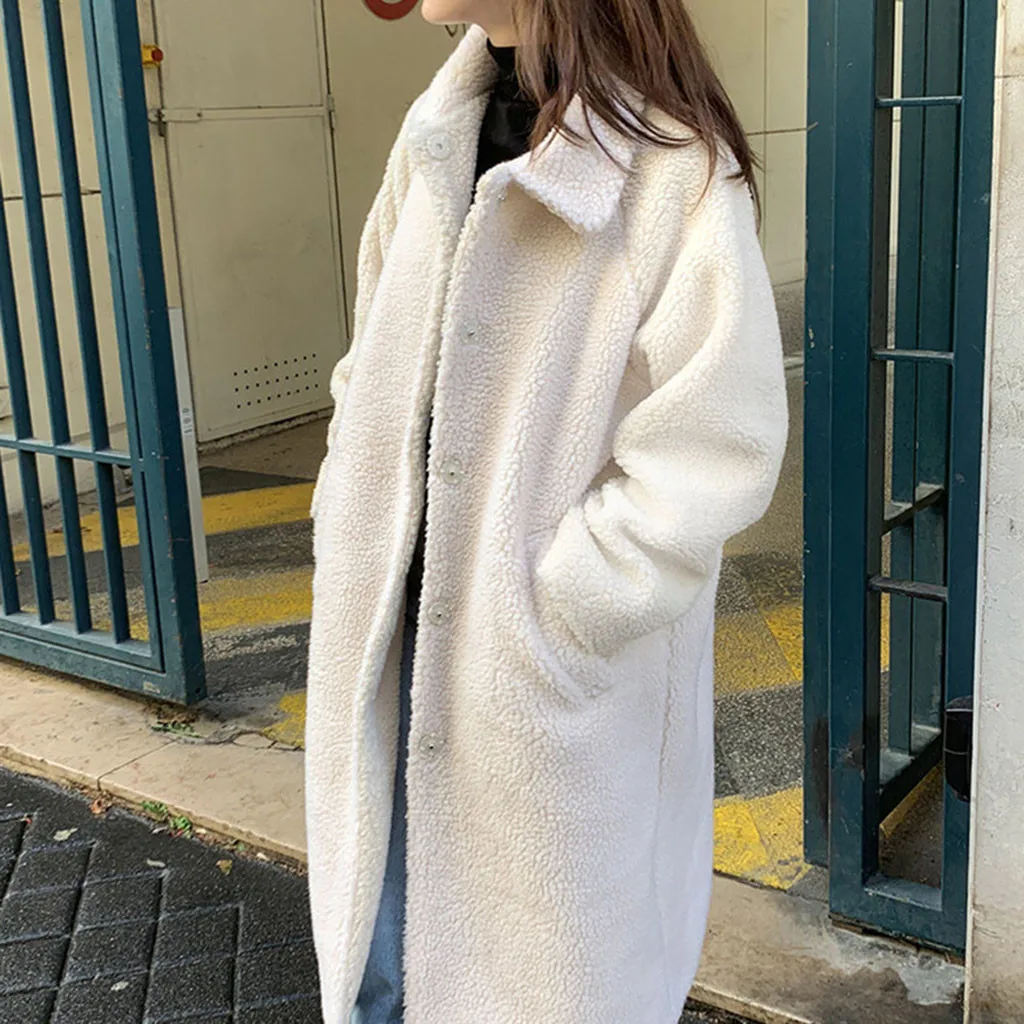 Женская шерстяная длинная куртка пальто из искусственного меха 2019 зимнее