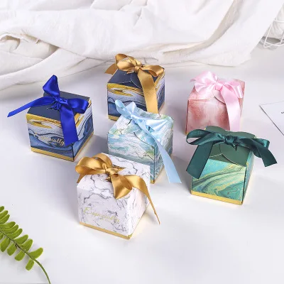 Baby Souvenirs Gift Box With Ribbon Chocolate Paper Box Beautiful Gift Box For Wedding Seven Mode