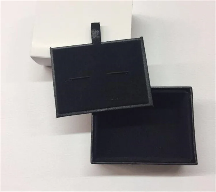 

100 шт./лот коробка для запонок 80x60x37 мм черные Прямоугольные запонки коробки для хранения Футляр подарочная коробка для ювелирных изделий оп...
