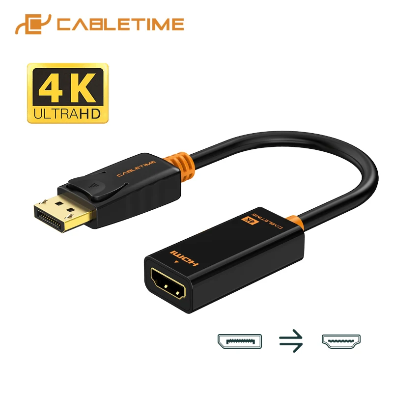 

CABLETIME HDMI Adapter 4K Displayport DP to HDMI Adapter 1080P Display Port Cable Converter For PC Laptop HDMI Cable Adapter 076