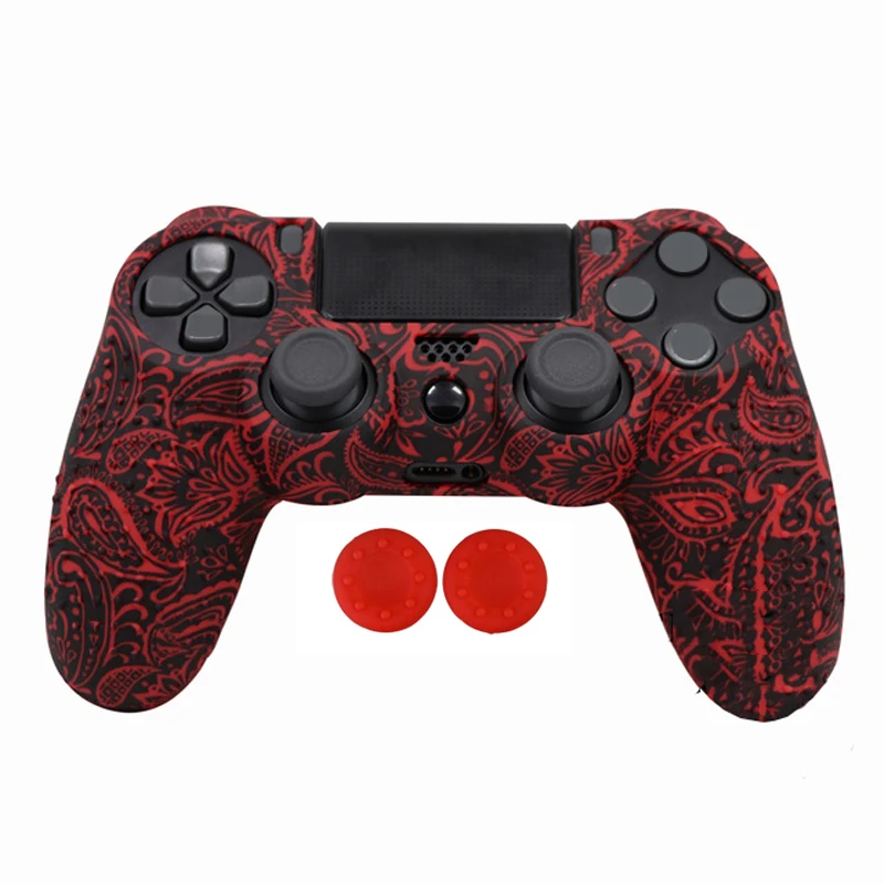 Анти-скольжения силиконовый чехол кожи чехол для sony PlayStation Dualshock 4 PS4 Pro Slim контроллер+ 2 Стик Захваты крышки - Цвет: A