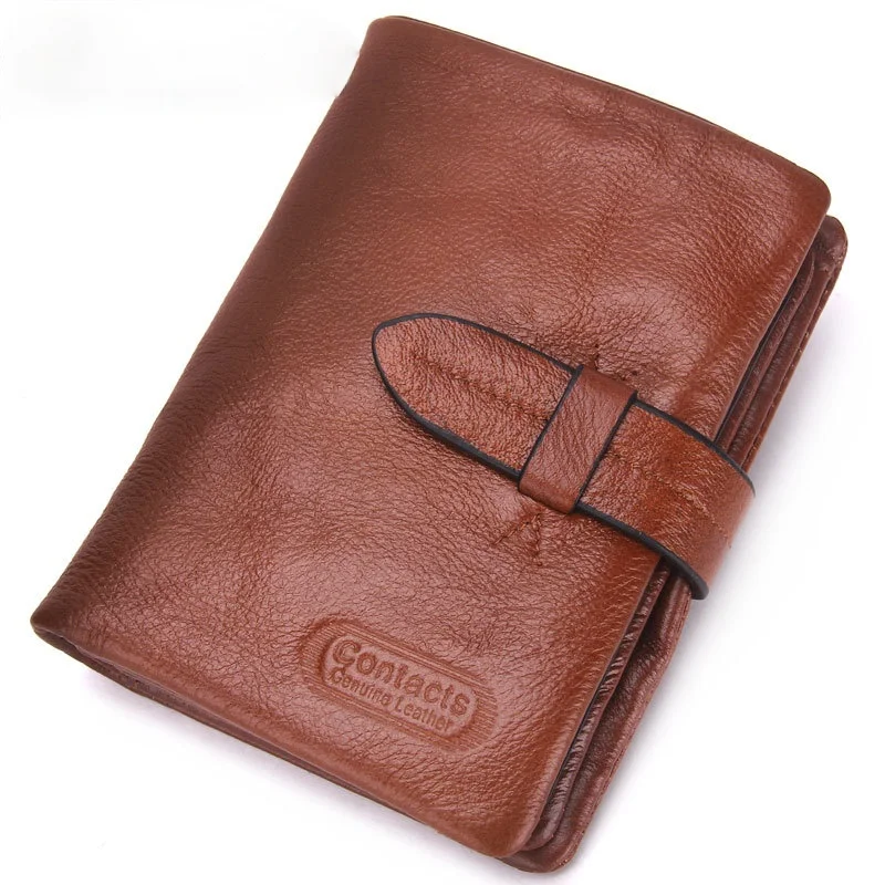 Men's wallet top layer cowhide fashion casual buckle men's bag