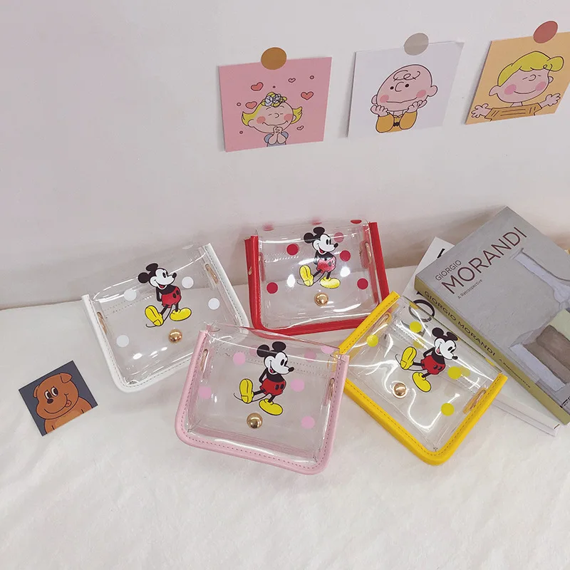 

Disney summer transparent children's bag cartoon anime Mickey bag cute girl diagonal princess bag mini square bag
