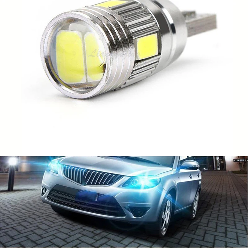 6 шт. светодиодный светильник T10 W5W сигнальный Canbus 12V 6000K Авто Клиренс клиновидный