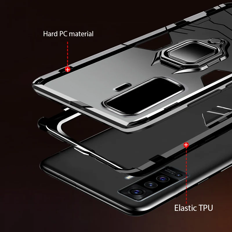 

For Vivo Y70S Y50 Y19 Y17 X50 Pro Case Ring Holder Armor Coque Protective Case For Vivo IQOO NEO 3 V19 S6 S5 Y70 S Etui Cover