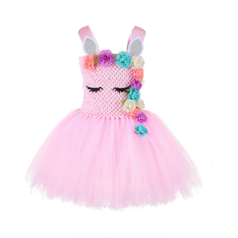 Платье-футляр с юбкой из фатина и пайетками "Единорог" для девочек на день рождения, сделанное вручную в пастельных тонах, комплект с ободком.