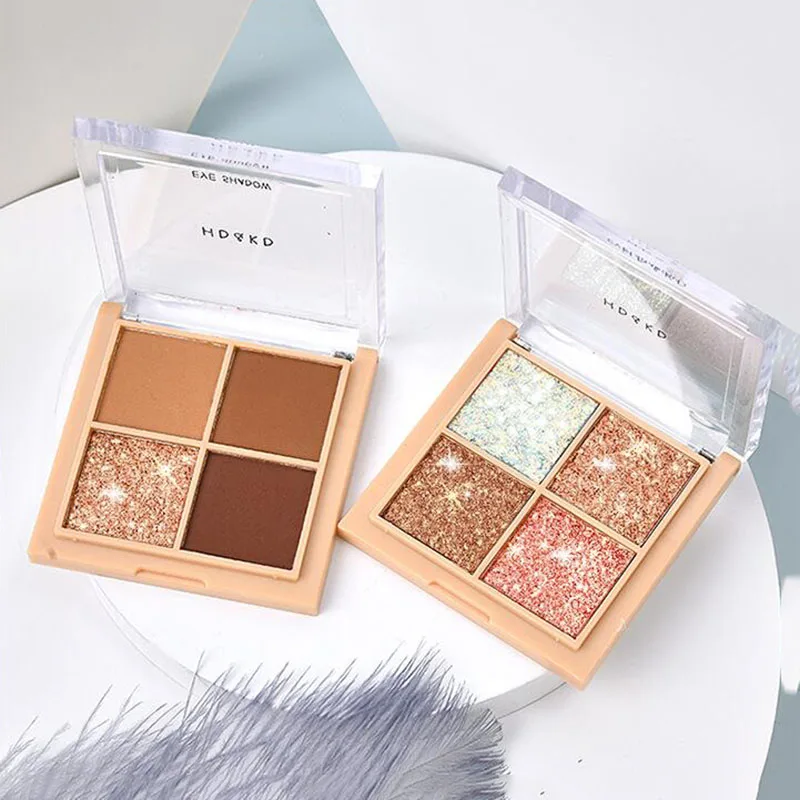 1 шт мини Четыре Цвета Палитра теней для век земляной цвет блесток тени макияж| |