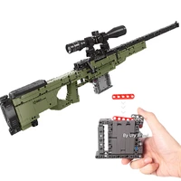 beads game pistol xb 24002 military series awm sniper rifle small particles brain assembled building blocks christmas