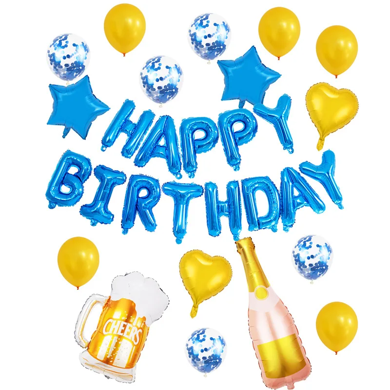 

Бутылки вина фольга воздушные шары с днем рождения украшения Розовый Синий Девочка мальчики ребенок душ воздушный шар Декор реквизит гелие...