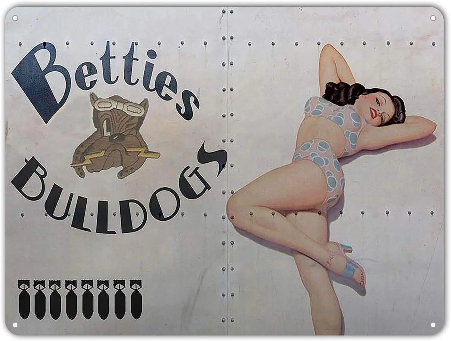 

ZYPENG Betties Bulldogs металлический знак, WW II самолет в носу искусство, девушки пинап, винтажный Декор 16x12 дюймов