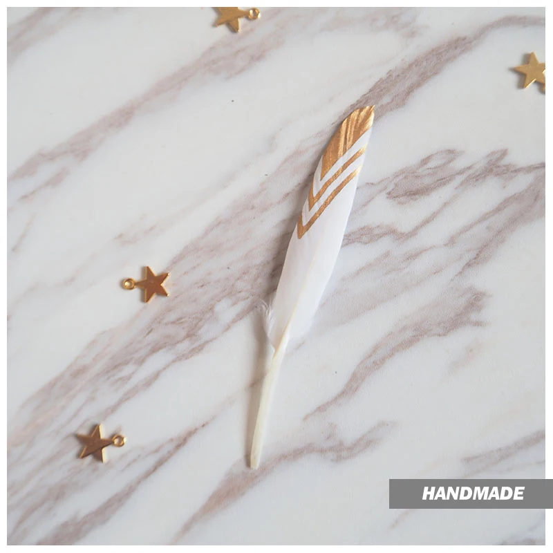 5 шт. бронзовые полосы перья для поделок украшение в виде павлина золотые гусиные