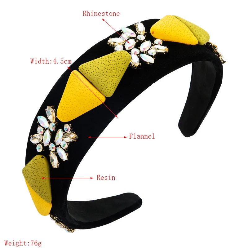 

Exaggeration Patchwork Fashion Crystal Rhinestone Padded Velvet 2020 Winter Headband Women Shiny Filled Headband Accessoriess