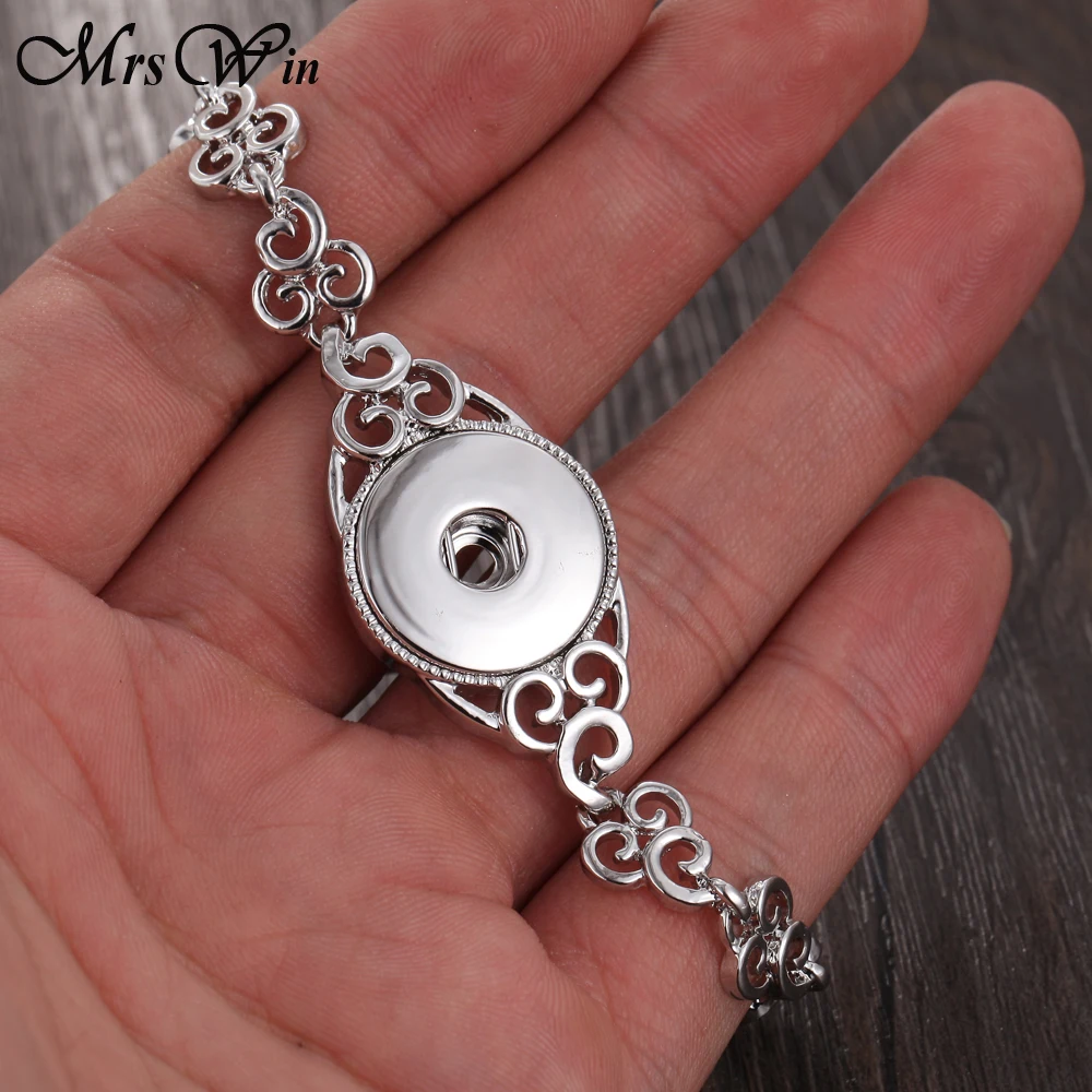Новые кнопки браслет антикварные Серебристые цепи 18 мм с украшением в виде