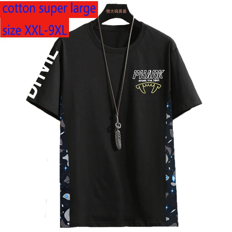

New Arrival Manufacturer Direct Selling Trendy Large Men Short Sleeve Loose Casual O-neck Print Knitted Plus Size 2XL-7XL8XL9XL
