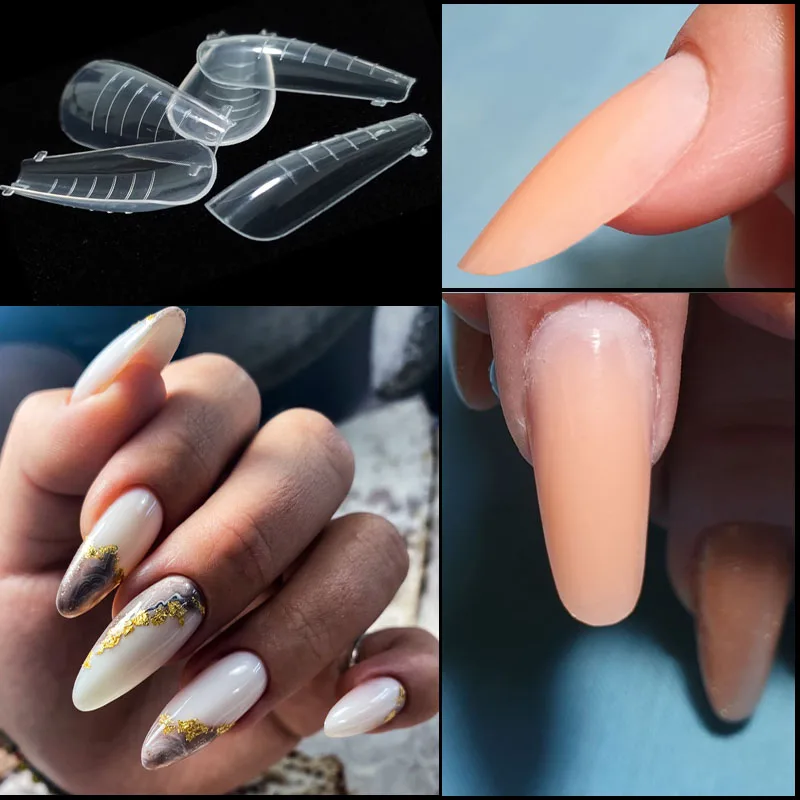 

Poly Extension Gel Dual Nail Form Coffin NailsMold Clear Ballerina Nail Tips Full Cover System UV Acrylic DIY Upper Forms