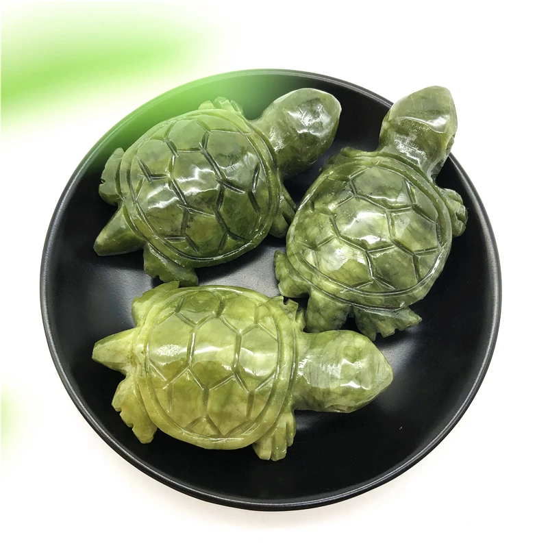 

1PC Natural Handmade Carved Xiuyan Jade Tortoise Polished Green Jade Crystal Turtle Gifts Natural Stones and Minerals