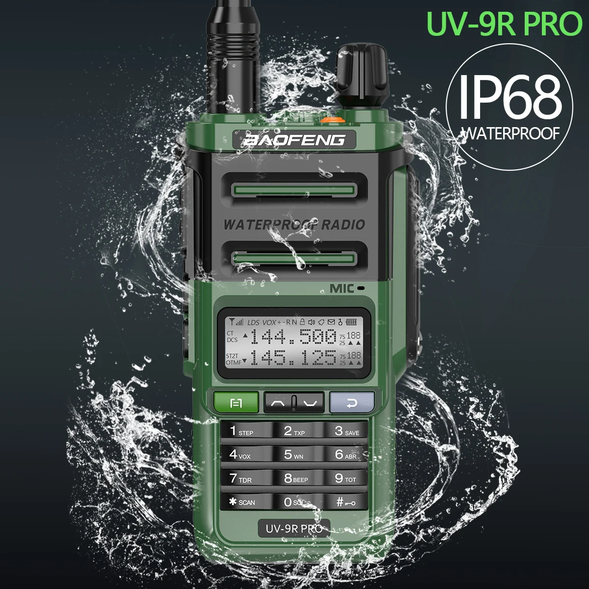 

Baofeng UV-9R PRO High Power Dual Band 136-174/400-520MHz IP68 Waterproof Ham Radio Upgraded Of UV9R Walkie Talkie 50KM Range