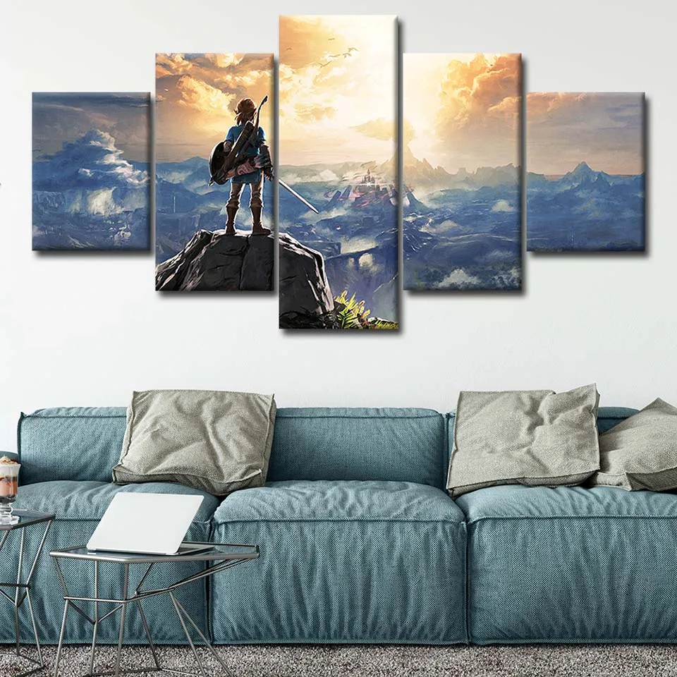 

No Framed Canvas 5Pcs Anime Breath Of The Wild Game Wall Art Posters Pictures Paintings Home Decor Living Room Decoration
