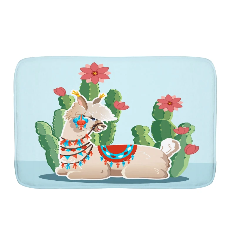 Cartoon LLama Kitchen Rugs Cute Alpaca Carpet The Hallway Carpets Bedroom Rug Doormat Animal Cactus Living Room 40*60Cm | Дом и сад