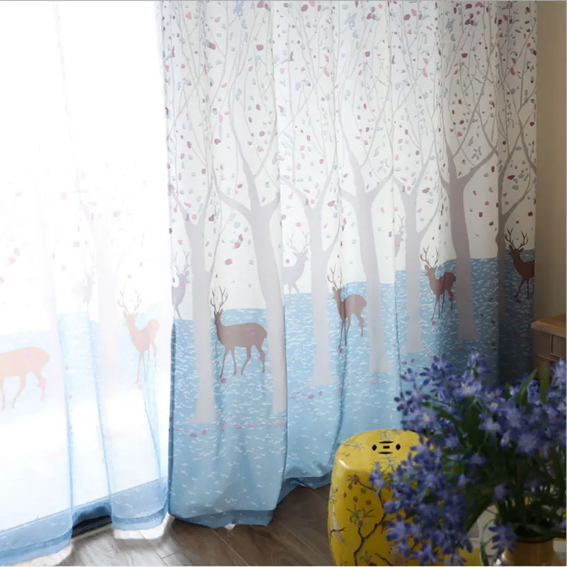 Детские шторы для гостиной спальни дерева дизайнерские занавески в детскую