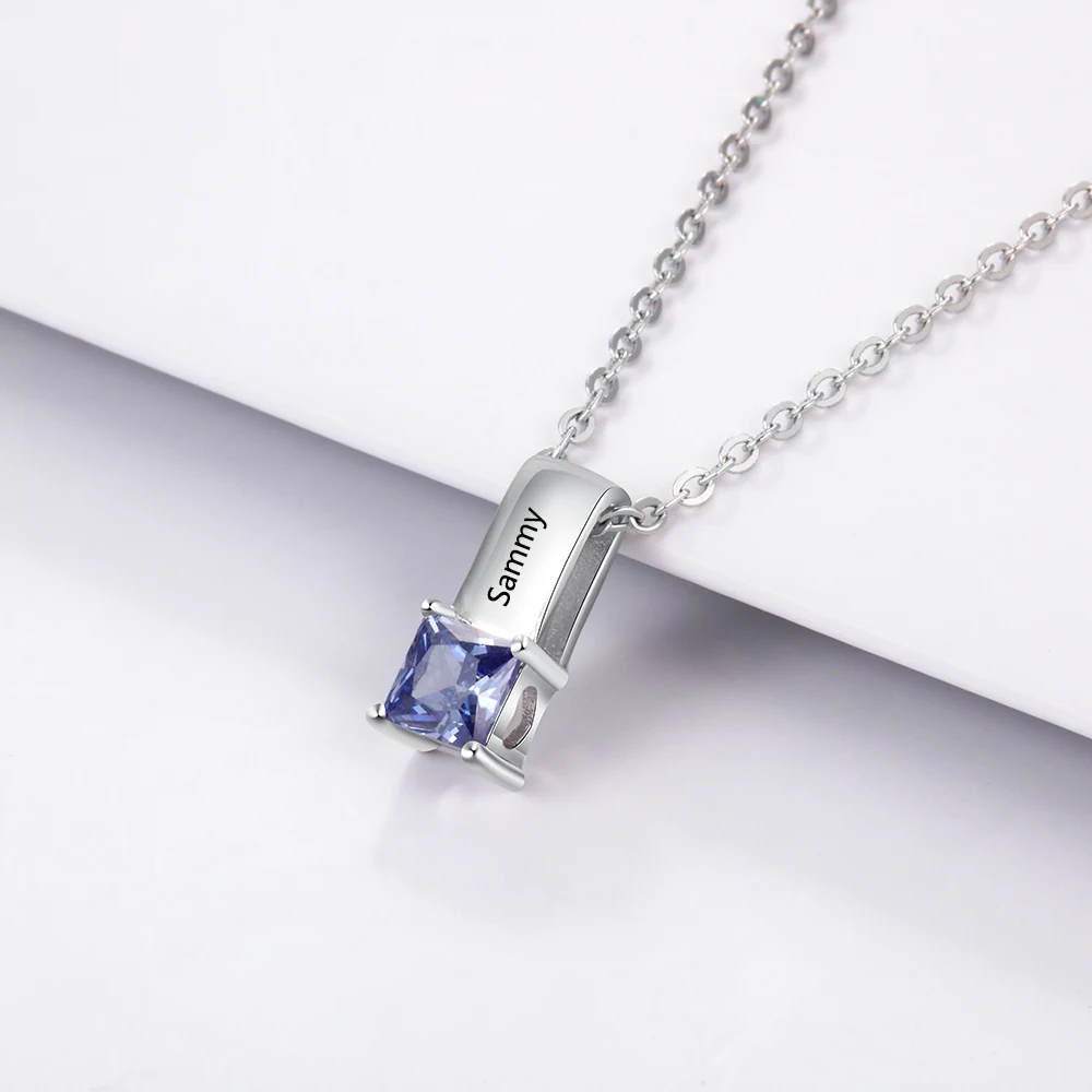 Заказной хрусталь камень кулон ожерелье женщины Бесплатная гравировка имя s цепь