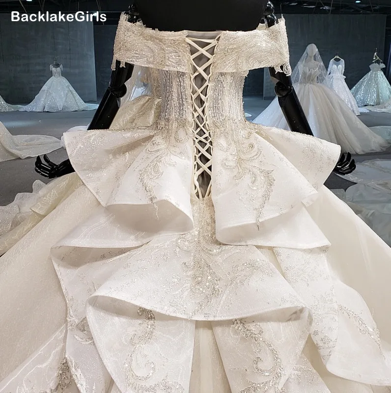 Puffy Wedding Dress 2020 Off Shoulder V Neck Sexy Summer Bridal Dresses For Girl Long Train Vestido De Noiva Princesa | Свадьбы и