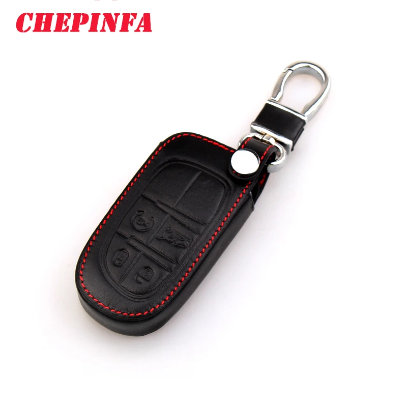 

CHEPINFA Leather Car Key Cover Case For Jeep Wrangler Patriot Grand Cherokee Compass Liberty Key Bag Holder