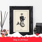 Настенные картины в стиле стимпанк с винтажным принтом осьминога для туалета, художественный постер в стиле ретро, готика, декор для ванной комнаты