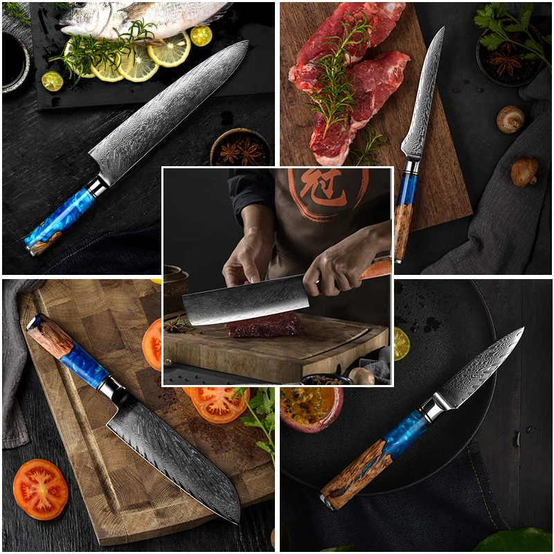 Кухонные ножи GRANDSHARP VG10 универсальный шеф-повар из японской стали сантоку