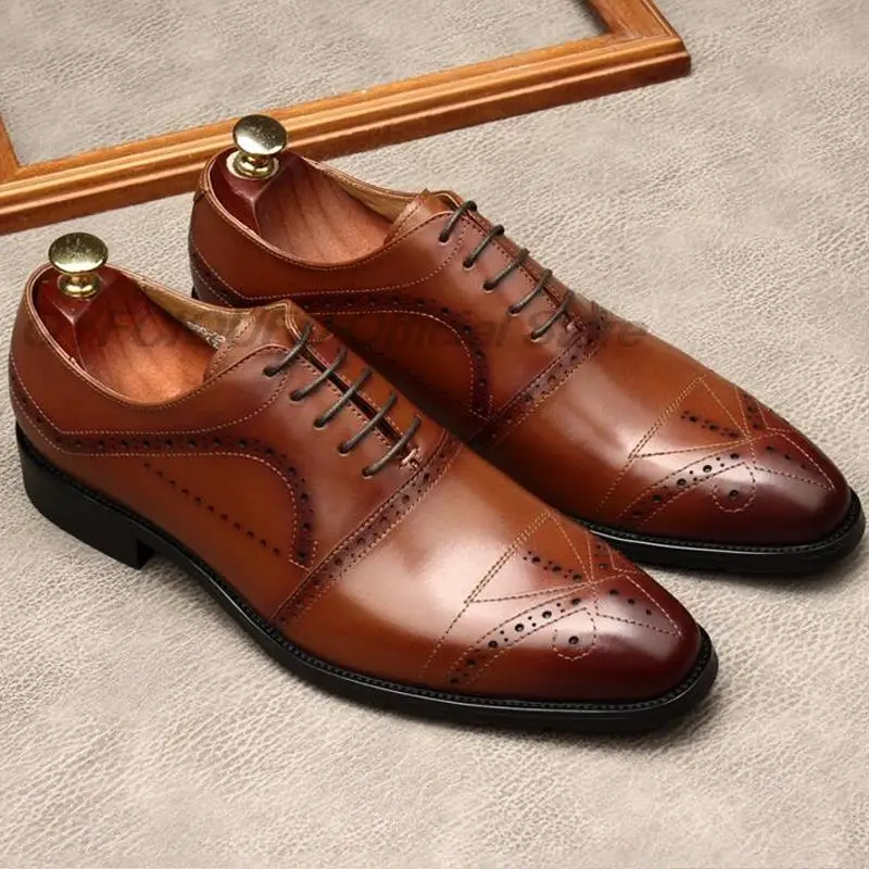 

Туфли-оксфорды мужские из натуральной кожи, на шнуровке, с острым носком